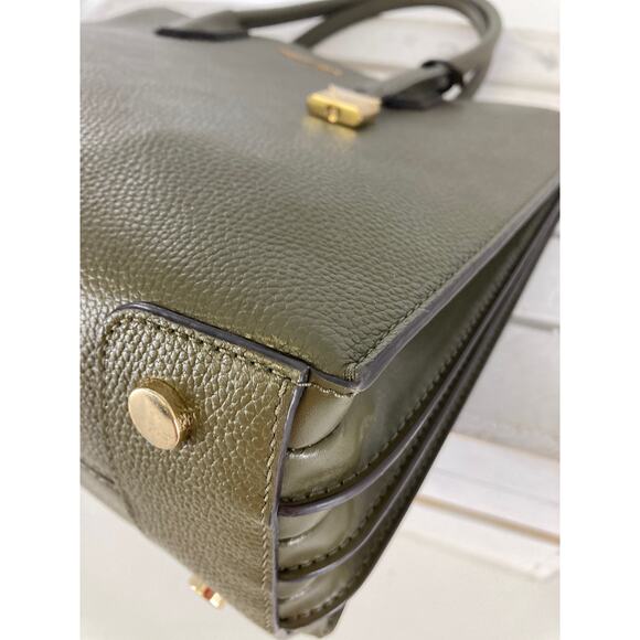 MICHAEL KORS, PEBBLED LEATHER OLIVE GREEEN LARGE HANDBAG - Picture 8 of 16